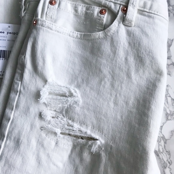 Free People White Distressed Lace Jeans - Picture 6 of 8